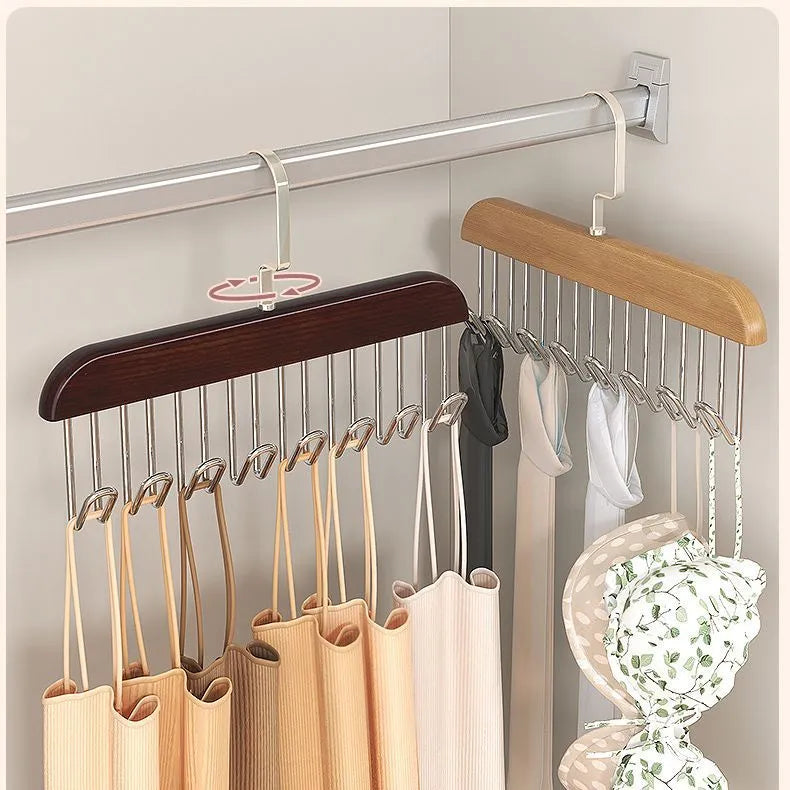 Multi Purpose Wooden Hangers With 8 Stainless Steel Hooks