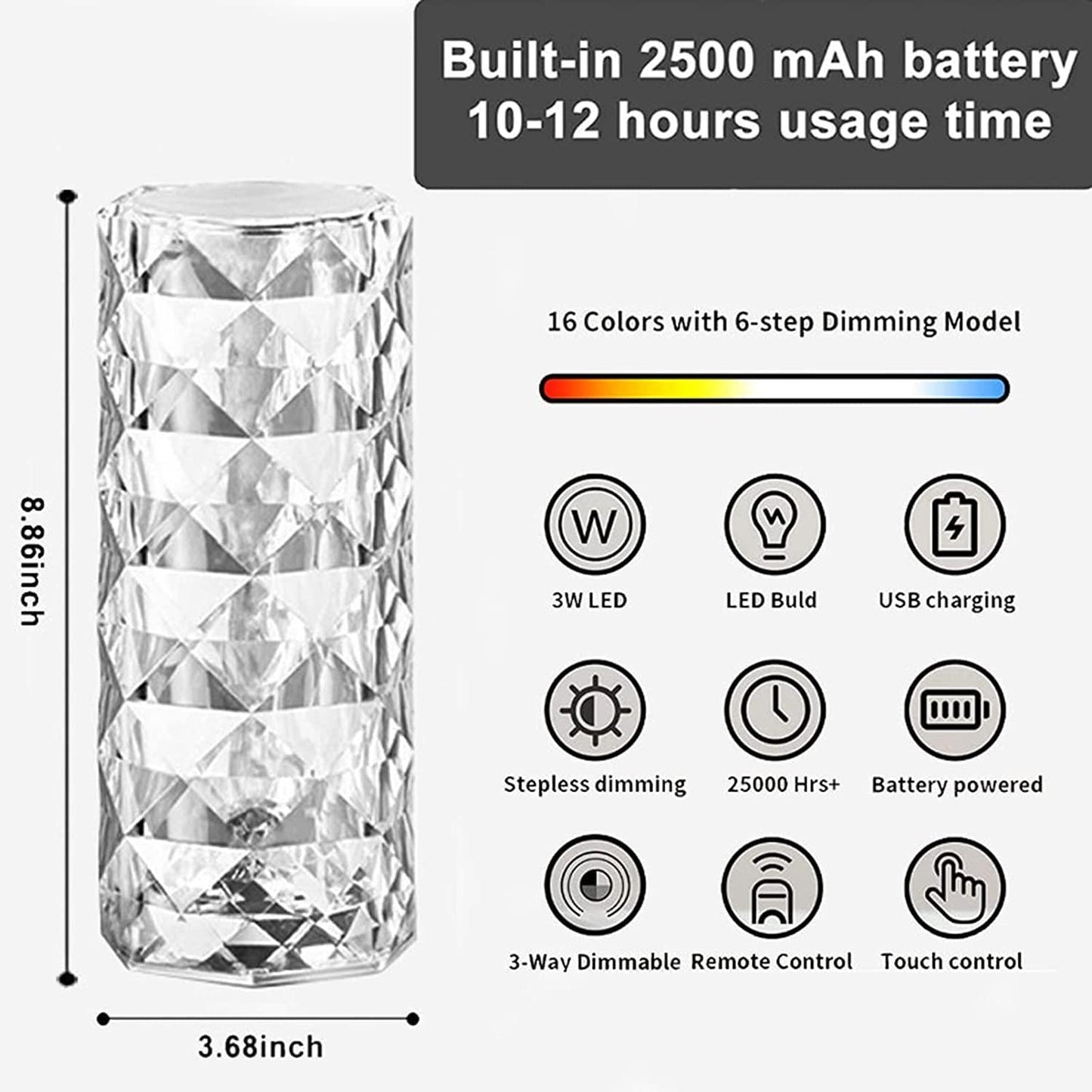 LED Crystal Table Lamp