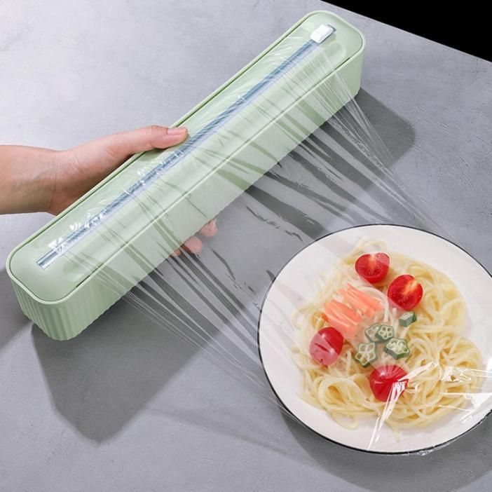 Magnetic Plastic Wrap Dispenser with with Sliding Cutter