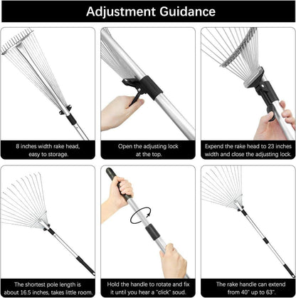 Versatile Telescopic Garden Rake Cleaning Tool