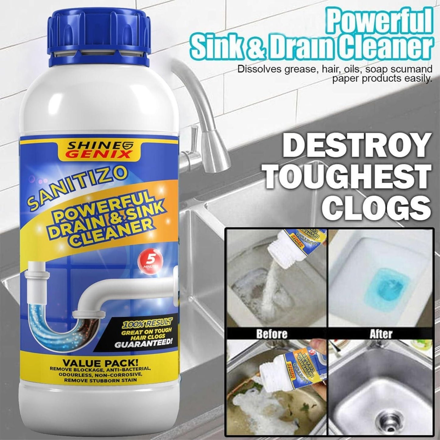 Powerful Sink and Drain Cleaner Powder (Buy 1 Get 3 Free)