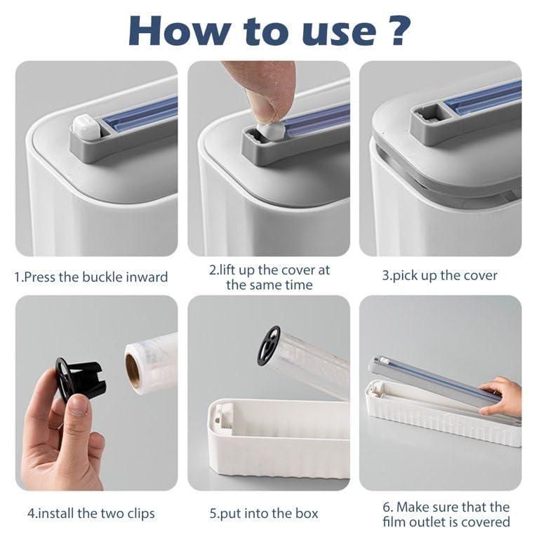 Magnetic Plastic Wrap Dispenser with with Sliding Cutter