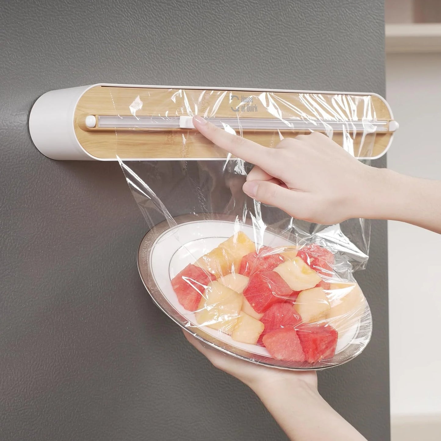 Magnetic Plastic Wrap Dispenser with with Sliding Cutter