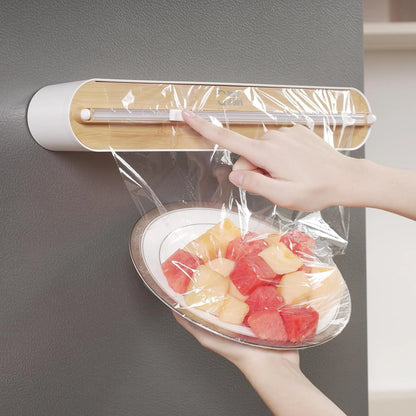 Magnetic Plastic Wrap Dispenser with with Sliding Cutter