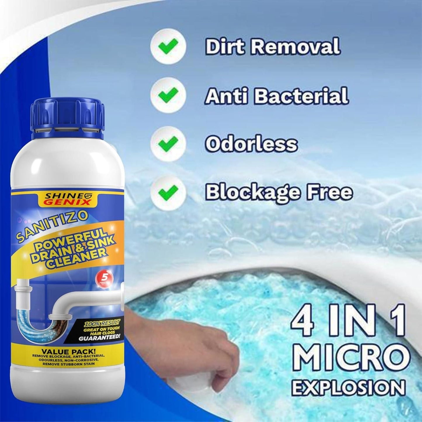 Powerful Sink and Drain Cleaner Powder (Buy 1 Get 3 Free)