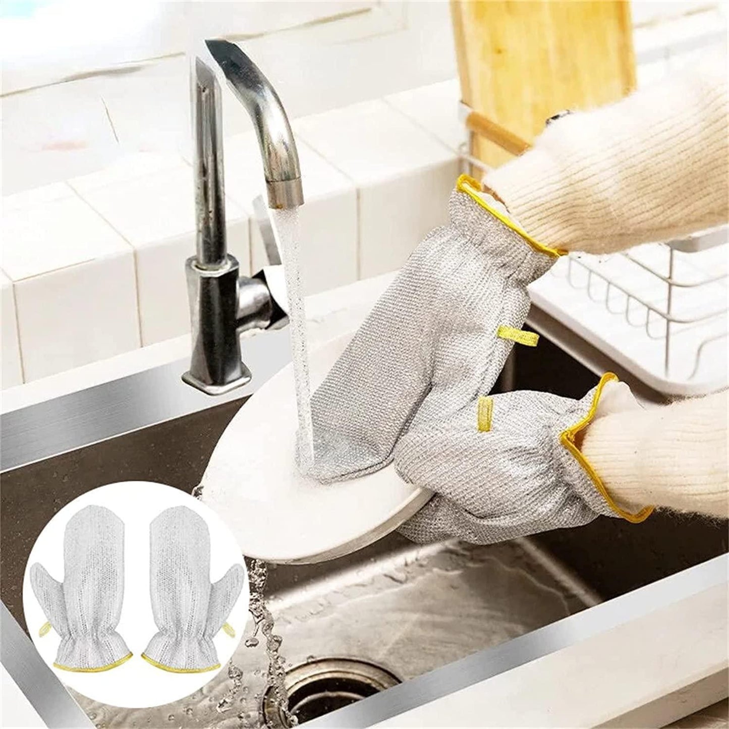 Reusable Dishwashing Gloves (Reusable upto 10,000 times) - Pack of 2