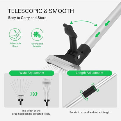 Versatile Telescopic Garden Rake Cleaning Tool