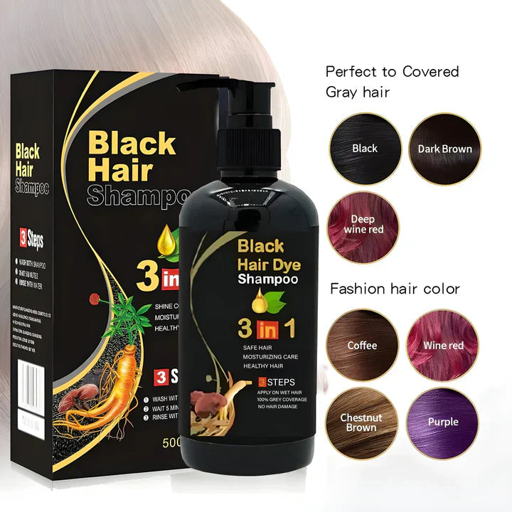 Black Herbal Hair Dye Shampoo (Pack Of 2) - Buy 1 Get 1 Free