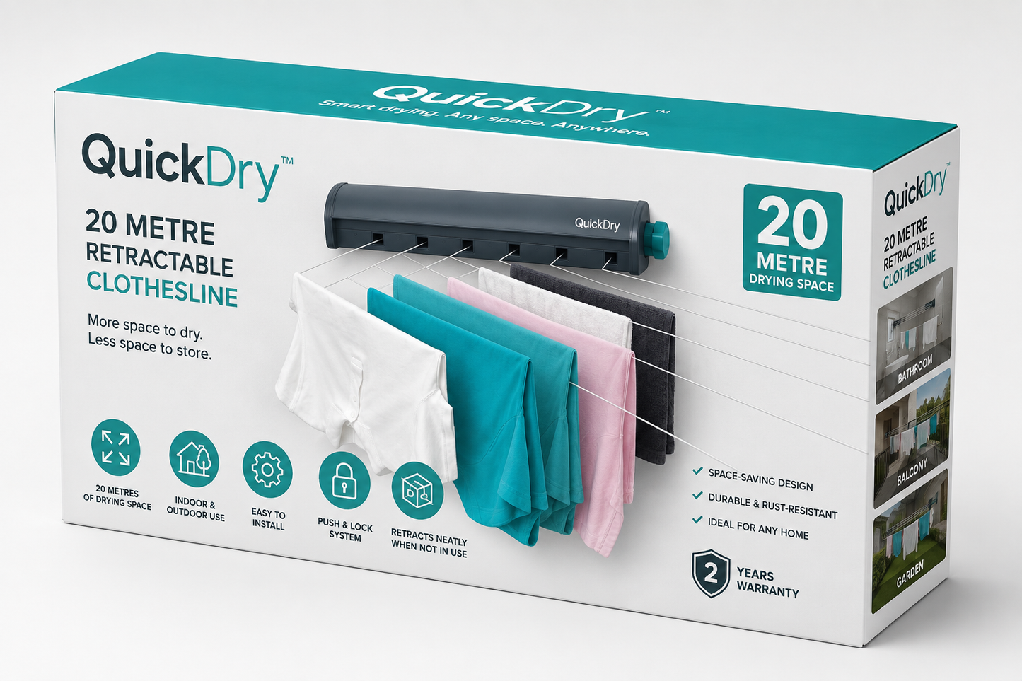 QuickDry™ 20 Metre Retractable Clothesline