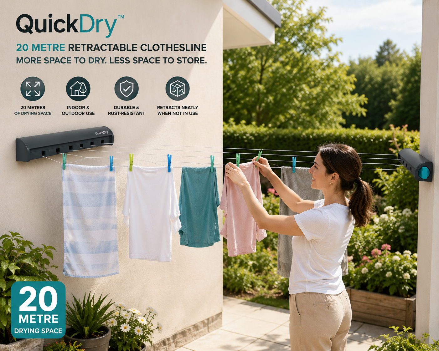 QuickDry™ 20 Metre Retractable Clothesline