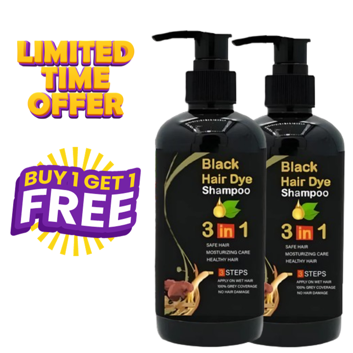 Black Herbal Hair Dye Shampoo (Pack Of 2) - Buy 1 Get 1 Free