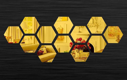 3D Acrylic Hexagon Mirror Wall Stickers